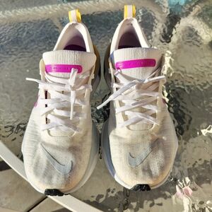 Nike Women's White and Pink InvincibleRun3 Shoes.